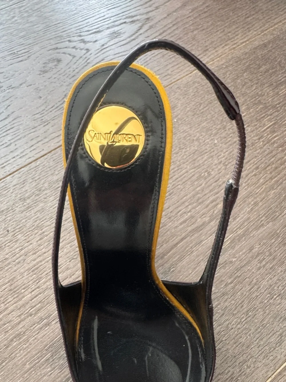 Yves Saint Laurent Patent Slingback Pumps - Black and Burgundy - Picture 3 of 8